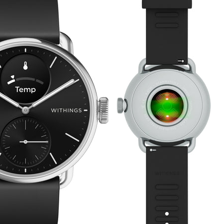 Withings ScanWatch 2 Smart Watch, 38mm, Black-Smartwatch ScanWatch 2 38mm Withings 24 Hour Grayscale OLED Display