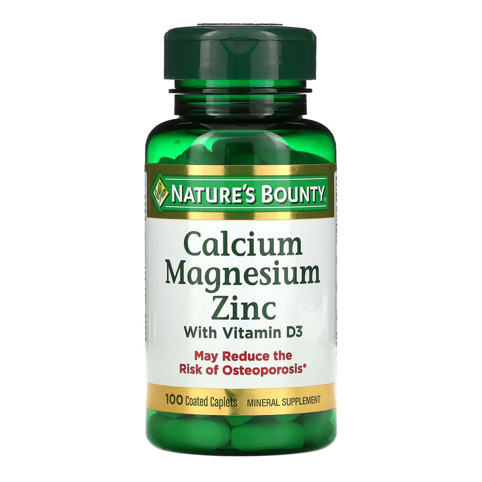 Nature's Bounty Calcium Magnesium Zinc Coated Caplets-Vitamin Supplement Nature's Bounty Calcium / Mag / Zinc Capsule 100 per Bottle