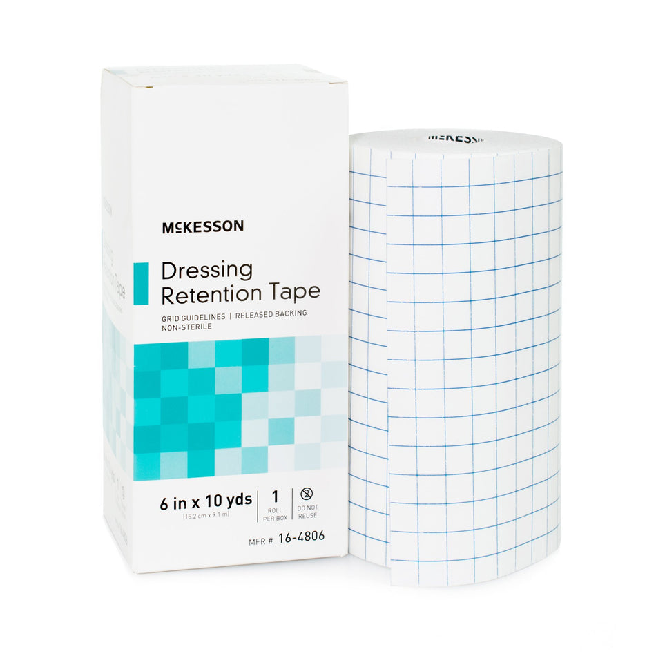 McKesson Nonwoven Fabric / Printed Release Paper Dressing Retention Tape, 6 Inch x 10 Yard, White-Water Resistant Dressing Retention Tape with Liner McKesson White 6 Inch X 10 Yard Nonwoven / Printed Release Paper NonSterile