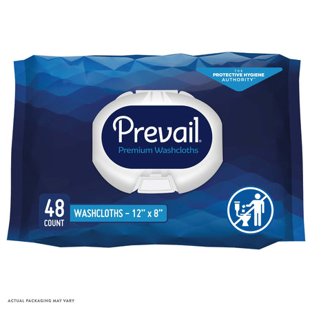 Prevail Adult Washcloths, Soft Pack, Aloe, Vitamin E, 12" x 8"-Personal Cleansing Wipe Prevail Soft Pack Scented 48 Count