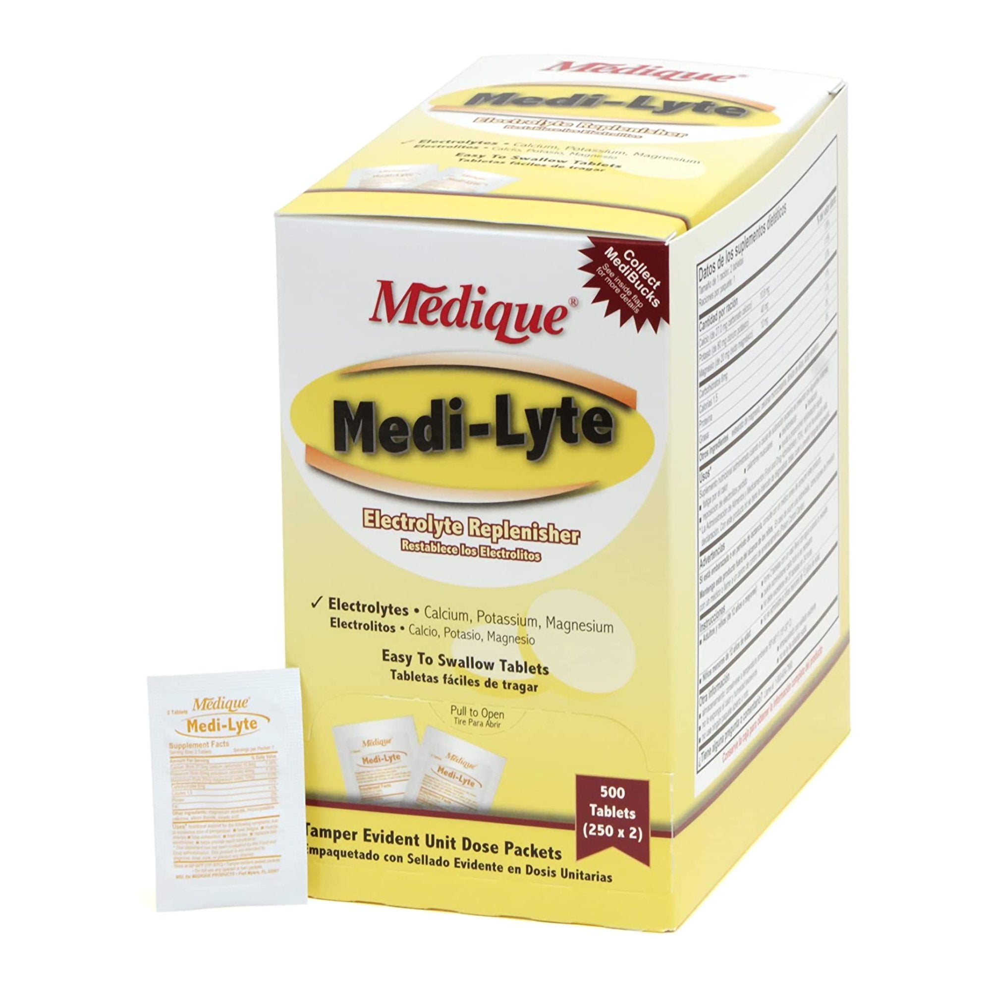 Medi-Lyte Calcium / Potassium / Magnesium Mineral Supplement-Mineral Supplement Medi-Lyte Calcium / Potassium / Magnesium 10.8 mg - 40 mg - 12 mg Strength Tablet 500 per Box
