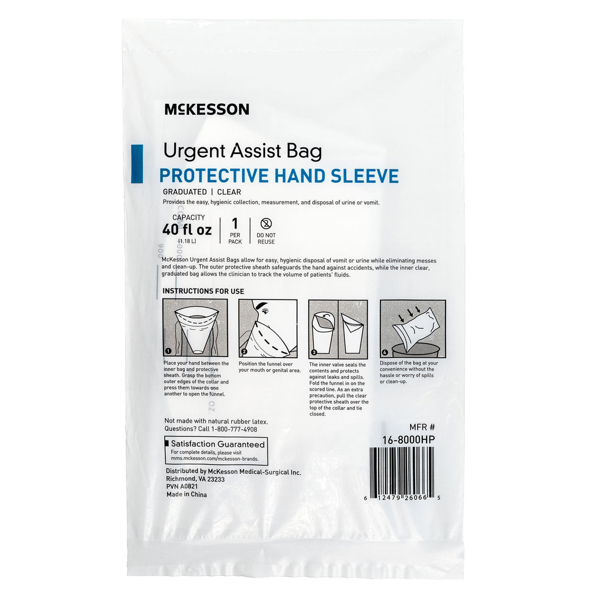 McKesson Urgent Assist Bags with Protective Hand Sleeve - Housekeeping>Bags>Emesis Bags - McKesson Brand