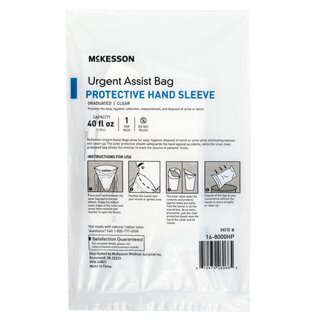 McKesson Urgent Assist Bags with Protective Hand Sleeve - Housekeeping>Bags>Emesis Bags - McKesson Brand