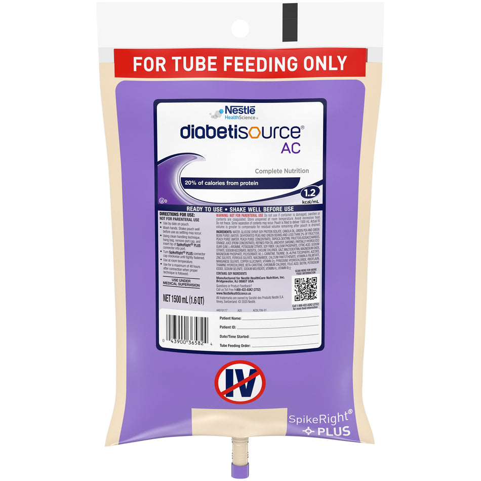 Diabetisource® AC Tube Feeding Formula, 1.5 L Ready to Hang Prefilled Container - Nutritionals and Feeding Supplies>Nutrit...