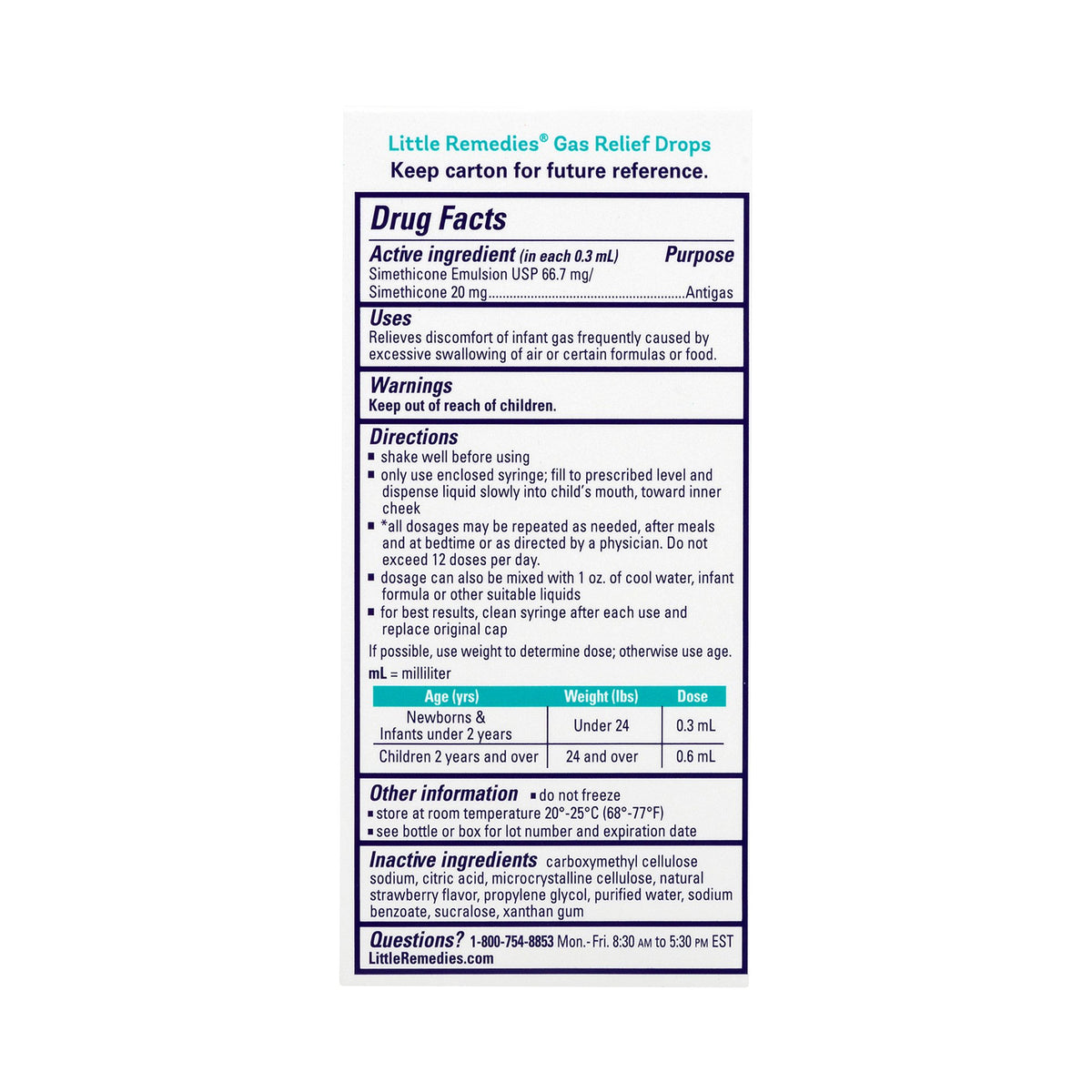 Little Remedies Gas Relief Drops-Gas Relief Little Remedies 40 mg / 0.6 mL Strength Oral Drops 1 oz.