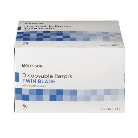 McKesson Twin-Blade Disposable Razor, Blue-Personal Razor McKesson Single Edge Twin Blade NonSterile Disposable