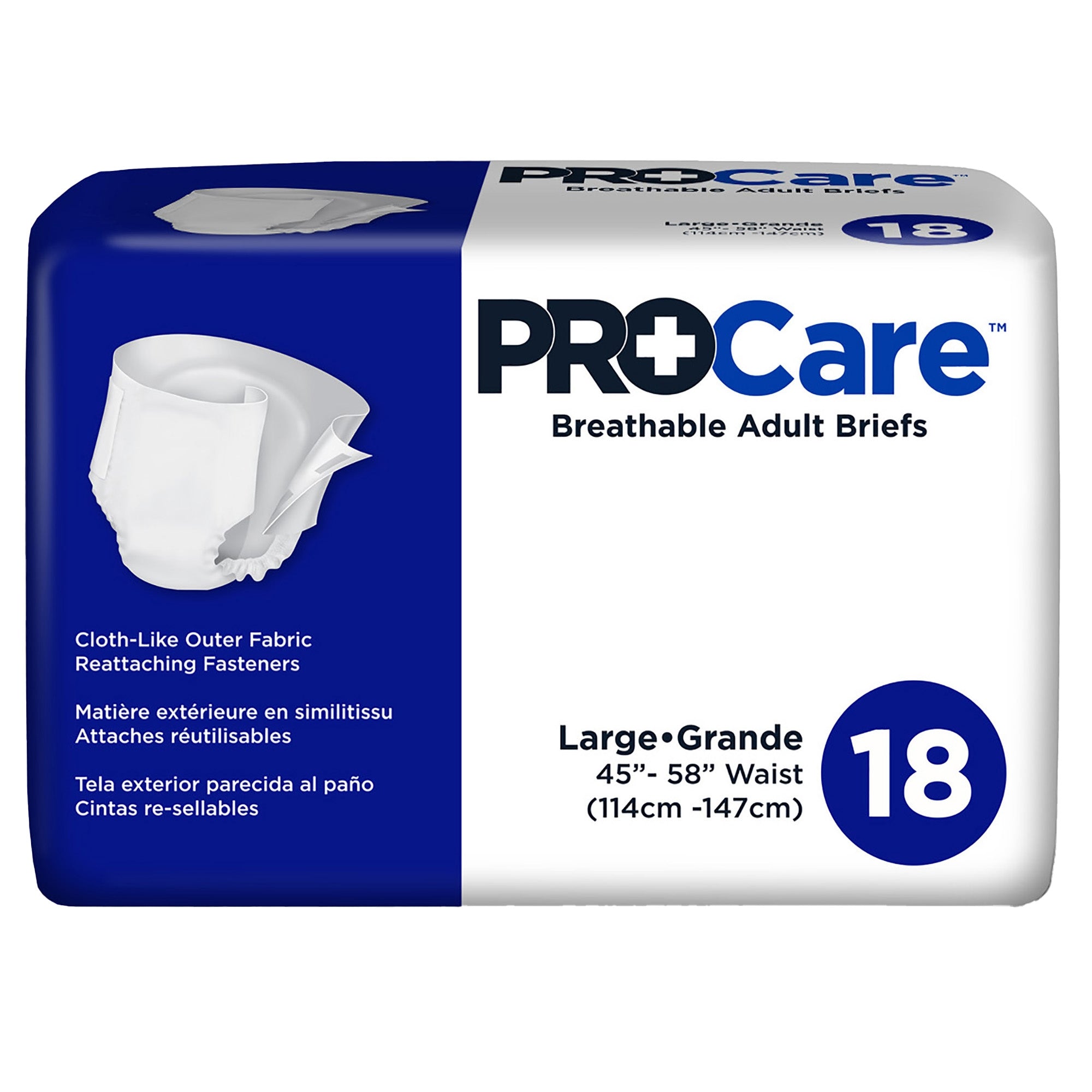 PROCare Breathable Adult Incontinence Briefs, Large-Unisex Adult Incontinence Brief ProCare Large Disposable Heavy Absorbency