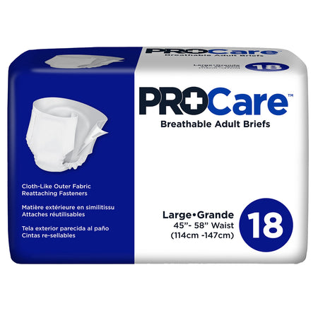 PROCare Breathable Adult Incontinence Briefs, Large-Unisex Adult Incontinence Brief ProCare Large Disposable Heavy Absorbency