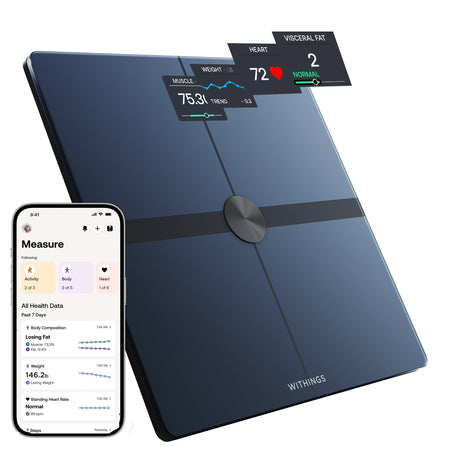 Withings Body Smart Wi-Fi Smart Scale, Black-Total Body Composition Analyzer Step On Withings LCD Display 5 -> 200kg (9 -> 440lb) Black