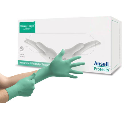 Micro-Touch® Affinity® Polychloroprene Exam Glove, Medium, Green - Gloves>Exam Gloves - Ansell
