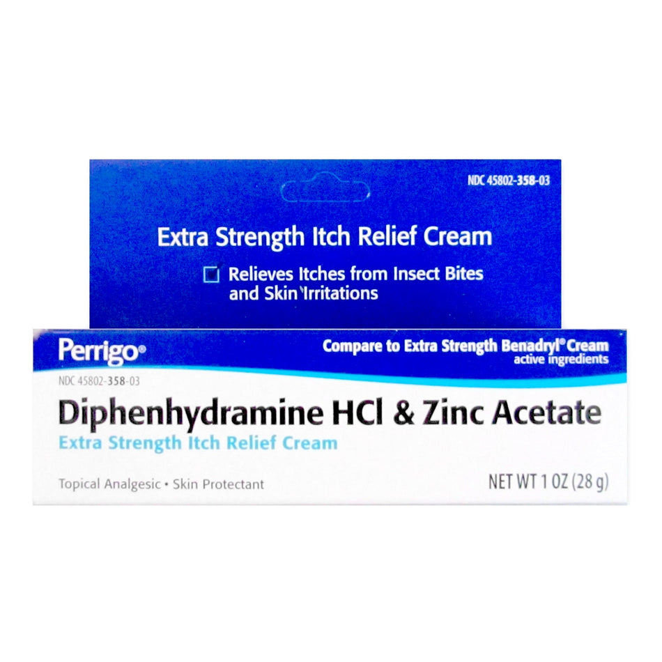 Perrigo Diphenhydramine / Zinc Acetate Itch Relief, 1-ounce Tube-Itch Relief 2% Strength Cream 1 oz. Tube
