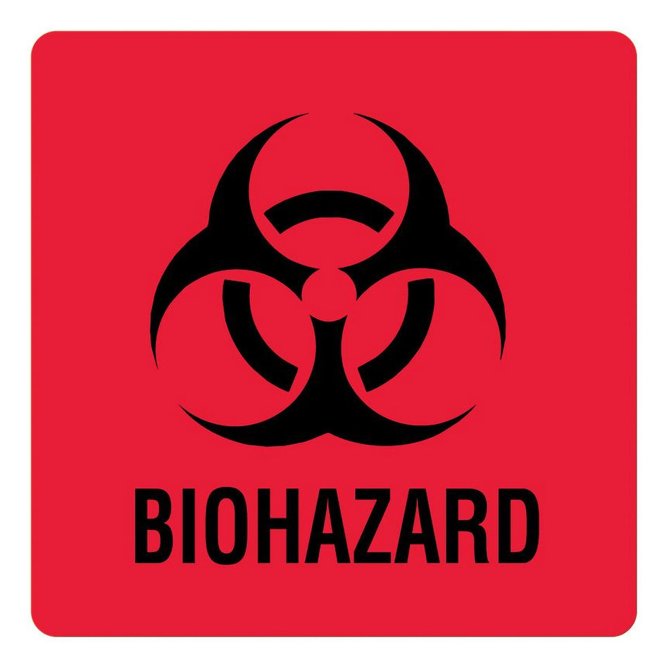 UAL Biohazard / Symbol Pre-Printed Label, 3 x 3 Inch-Pre-Printed Label UAL Caution Label Red Paper Biohazard / Symbol Black Biohazard 3 X 3 Inch
