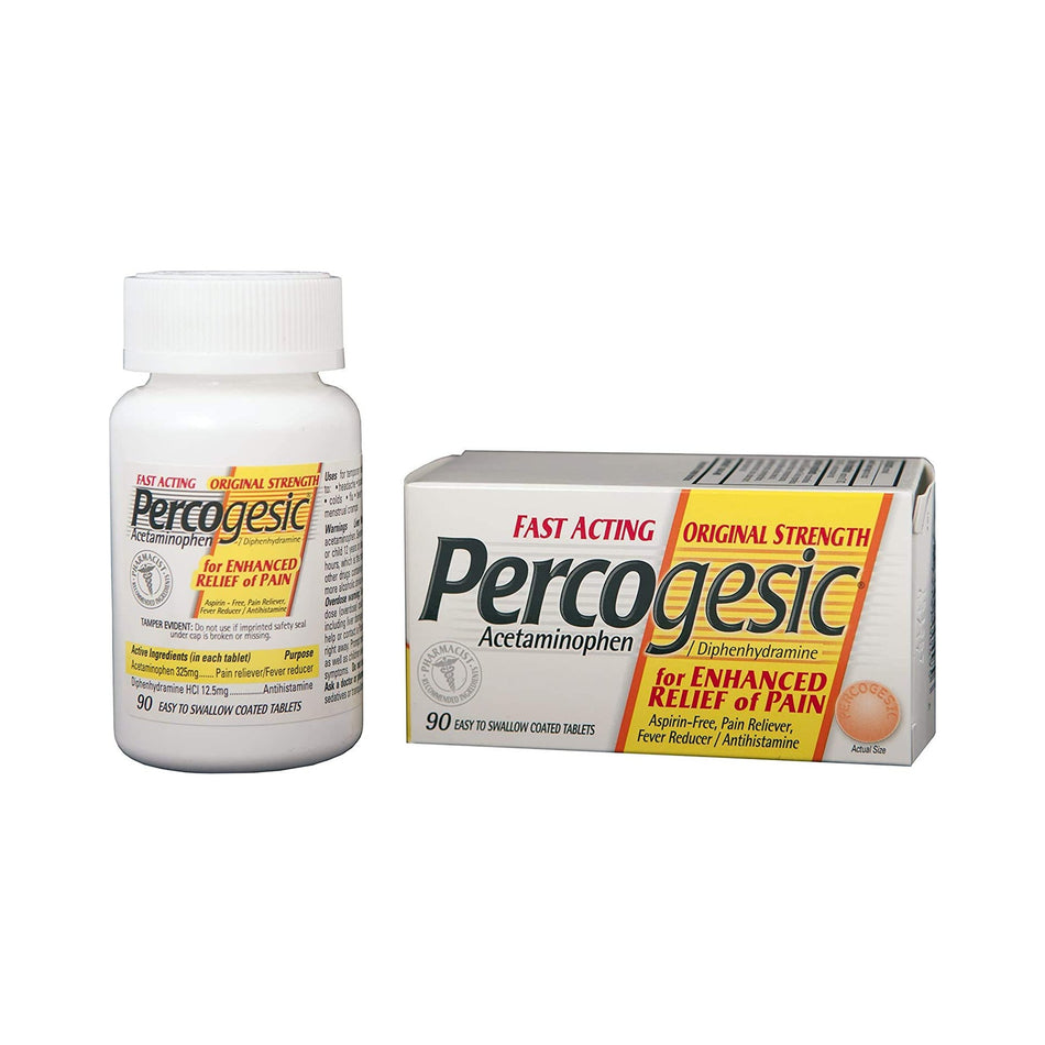 Percogesic� Acetaminophen / Diphenhydramine Pain and Allergy Relief-Allergy Relief Percogesic� 325 mg - 12.5 mg Strength Tablet 90 per Bottle