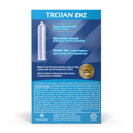 Trojan-Enz Lubricated Latex Condom-Condom Trojan-Enz Lubricated 3 per Box