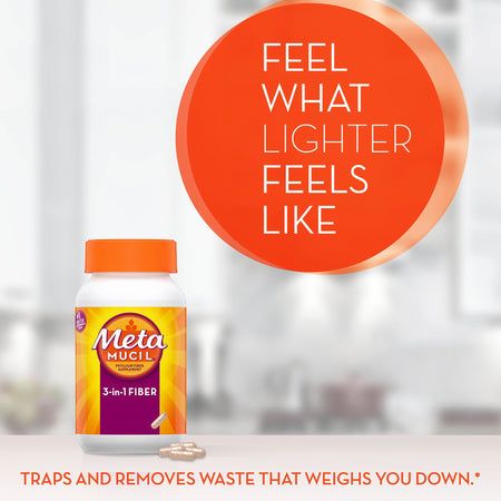 Metamucil� 3-in-1 Fiber Capsules-Fiber Supplement Metamucil� Capsule 160 per Bottle 0.52 Gram Strength Potassium / Psyllium Husk