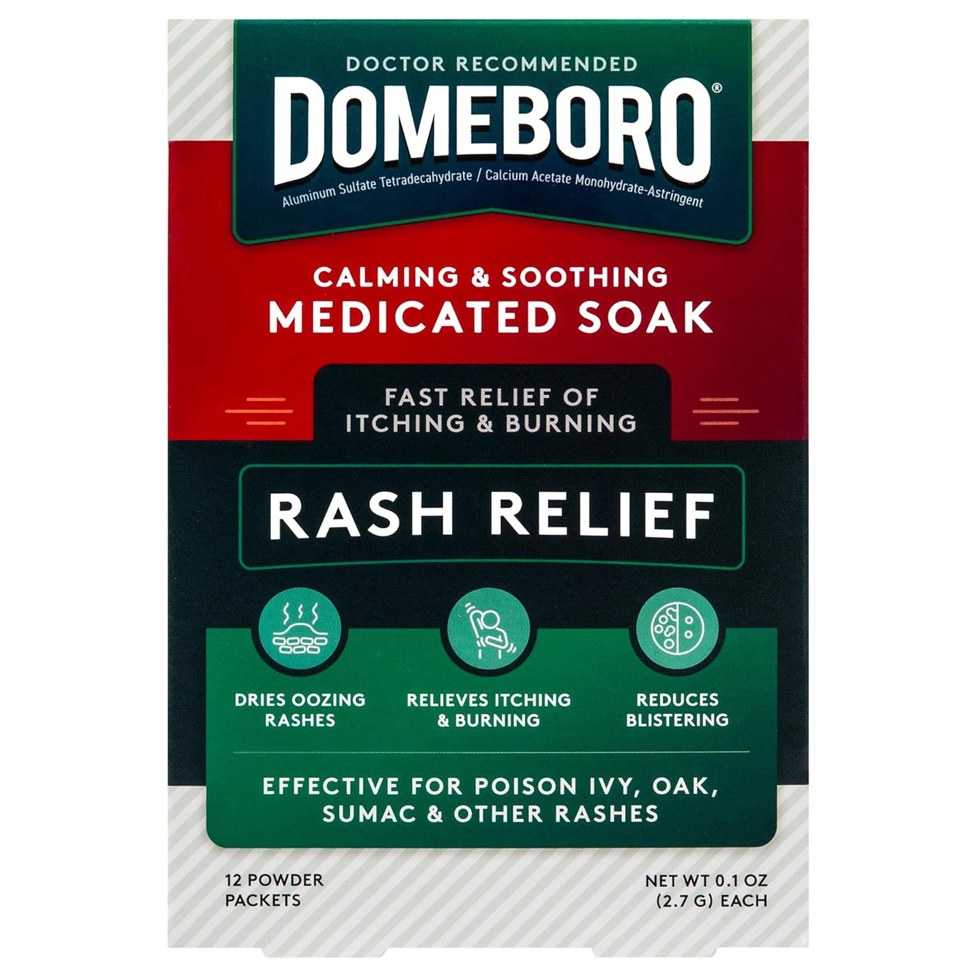 Domeboro Aluminum Acetate Rash Relief-Itch Relief Domeboro Rash Relief 952 mg - 1347 mg Strength Powder 2.2 Grams Individual Packet