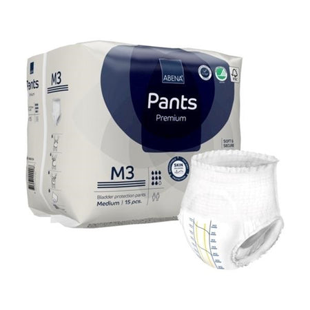Abena Premium Pants M3 Incontinence Brief, Medium-Unisex Adult Absorbent Underwear Abena Premium Pants M3 Pull On with Tear Away Seams Medium Disposable Heavy Absorbency