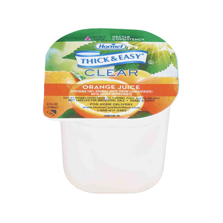 Thick & Easy Clear Honey Consistency Orange Thickened Beverage, 4-ounce Cup-Thickened Beverage Thick & Easy 4 oz. Portion Cup Orange Flavor Liquid IDDSI Level 2 Mildly Thick