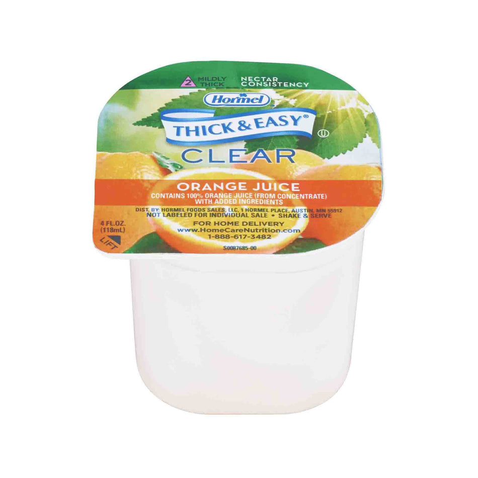 Thick & Easy Clear Honey Consistency Orange Thickened Beverage, 4-ounce Cup-Thickened Beverage Thick & Easy 4 oz. Portion Cup Orange Flavor Liquid IDDSI Level 2 Mildly Thick