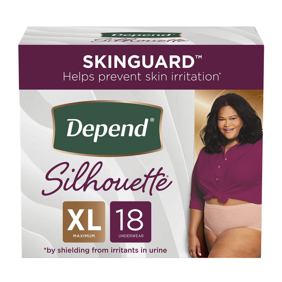 Depend Silhouette Classic Women's Underwear, X-Large, Pink, 18 ct.-Female Adult Absorbent Underwear Depend Silhouette Waistband Style X-Large Disposable Heavy Absorbency