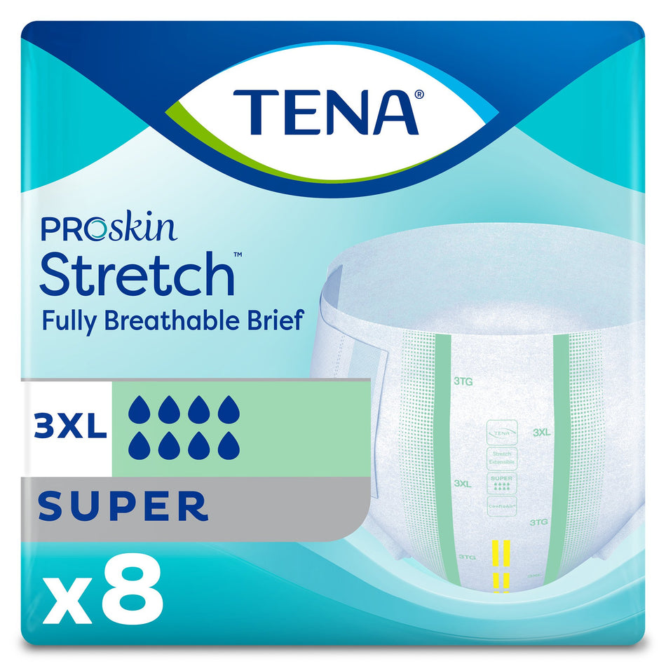 Tena Stretch Bariatric Super Incontinence Brief-Unisex Adult Incontinence Brief TENA ProSkin Stretch Super 3X-Large Disposable Heavy Absorbency