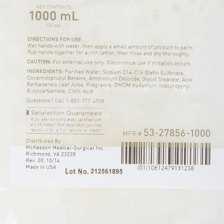 McKesson Lotion Soap, 1,000ml Refill Bag, Fresh Scent-"Soap McKesson Lotion 1,000 mL Dispenser Refill Bag Fresh Scent"