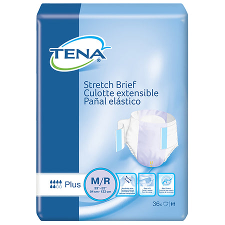 Tena Stretch Plus Incontinence Brief, Medium-Unisex Adult Incontinence Brief TENA Stretch Plus Medium Disposable Moderate Absorbency