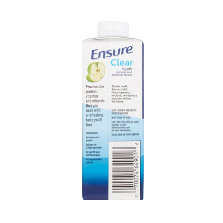 Ensure Clear Therapeutic Nutrition, Apple, 8-ounce carton-Oral Supplement Ensure Clear Therapeutic Nutrition Apple Flavor Liquid 8 oz. Reclosable Carton