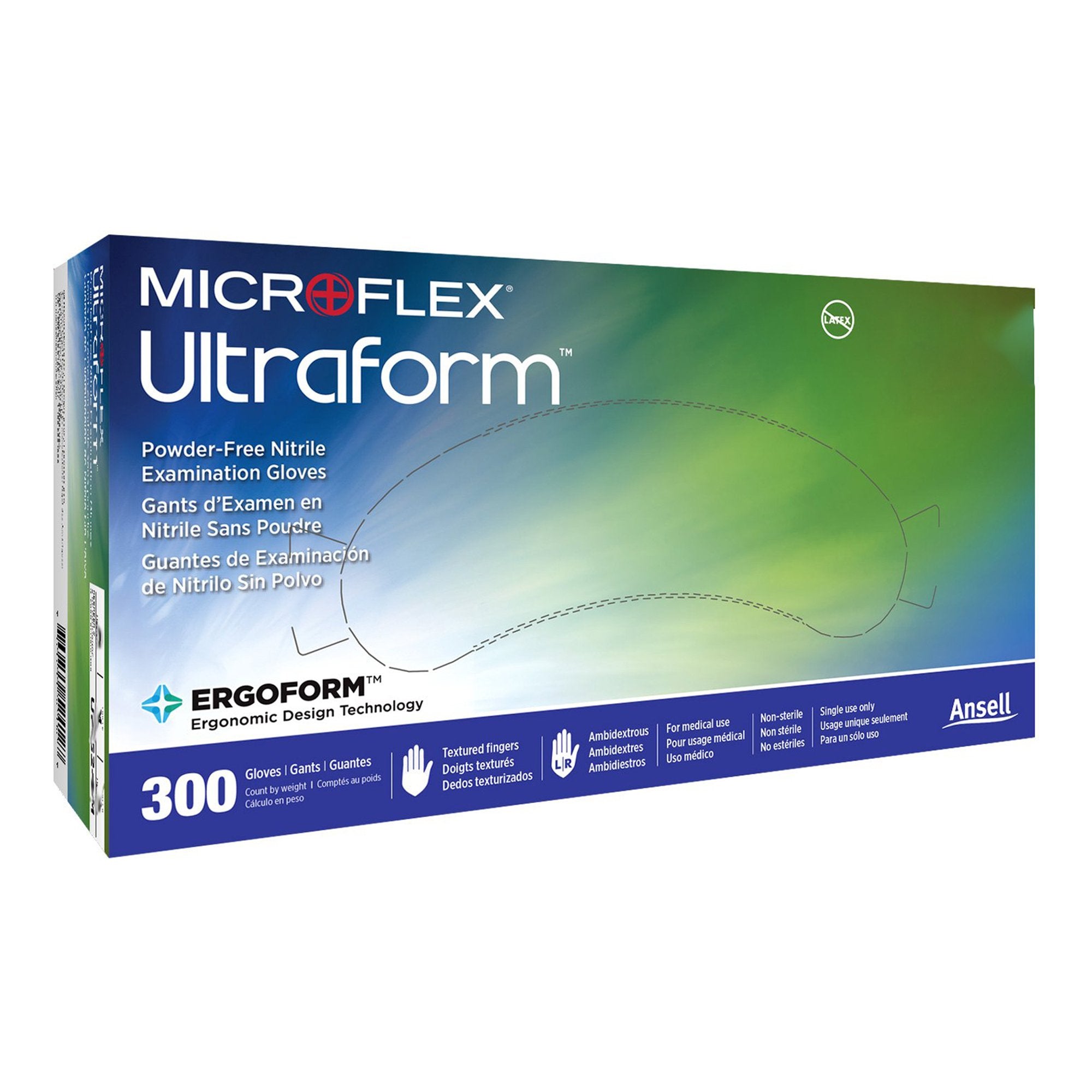 Ultraform� Nitrile Exam Glove, Extra Large, Blue-Exam Glove Ultraform� X-Large NonSterile Nitrile Standard Cuff Length Textured Fingertips Blue Not Rated