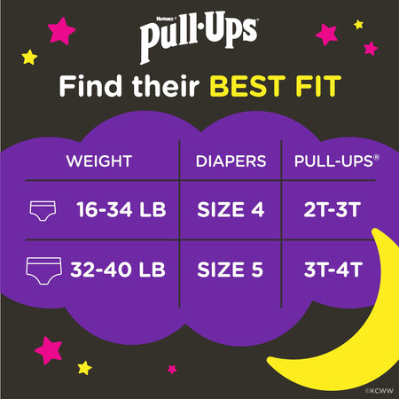 Huggies Pull-Ups Night-Time Training Pants, 3T to 4T-Female Toddler Training Pants Pull-Ups Night-Time Size 3T to 4T Disposable Heavy Absorbency