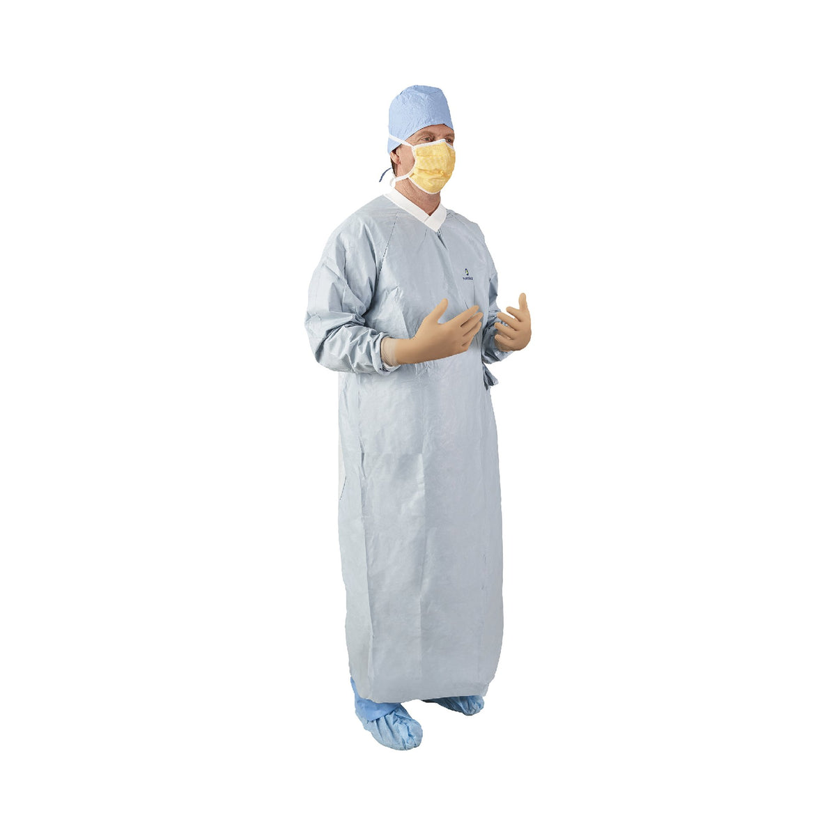 Aero Chrome Surgical Gown with Towel, Large-Surgical Gown with Towel Aero Chrome Large Silver Sterile AAMI Level 4 Disposable