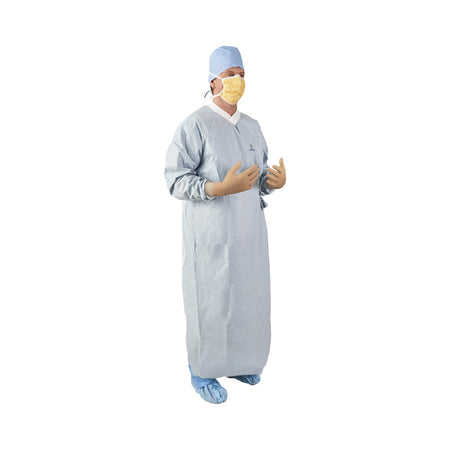 Aero Chrome Surgical Gown with Towel, Large-Surgical Gown with Towel Aero Chrome Large Silver Sterile AAMI Level 4 Disposable
