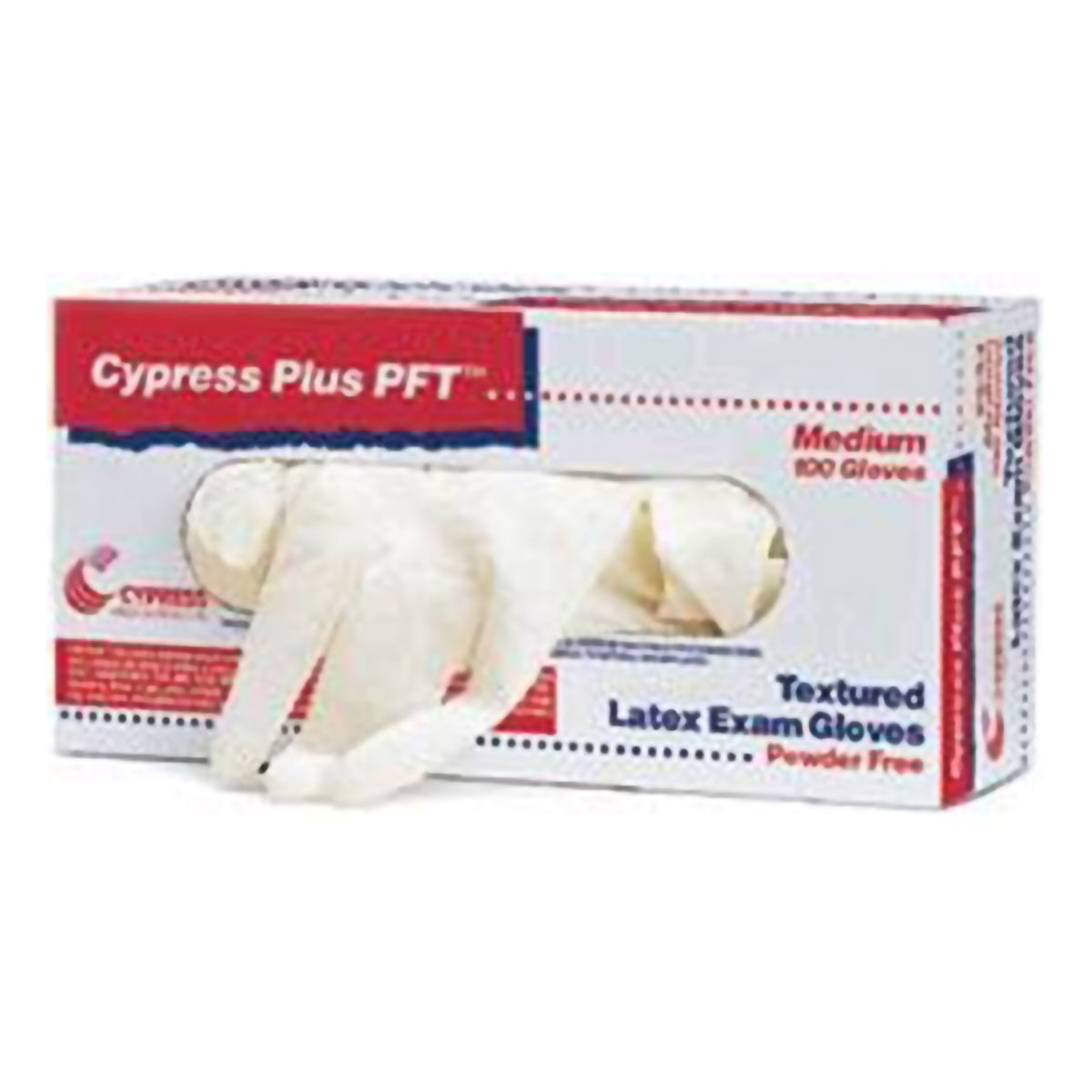 Cypress Plus PFT Latex Exam Glove, Large, Ivory-Exam Glove Cypress Plus PFT Large NonSterile Latex Standard Cuff Length Fully Textured Ivory Not Rated