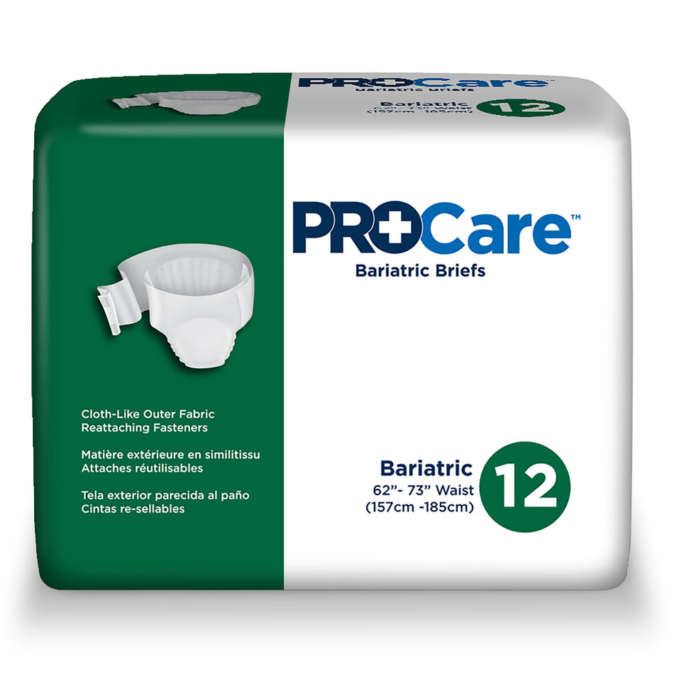 ProCare Unisex Adult Incontinence Brief, Heavy Absorbency, White, 2-XL-Unisex Adult Incontinence Brief ProCare 2X-Large Disposable Heavy Absorbency