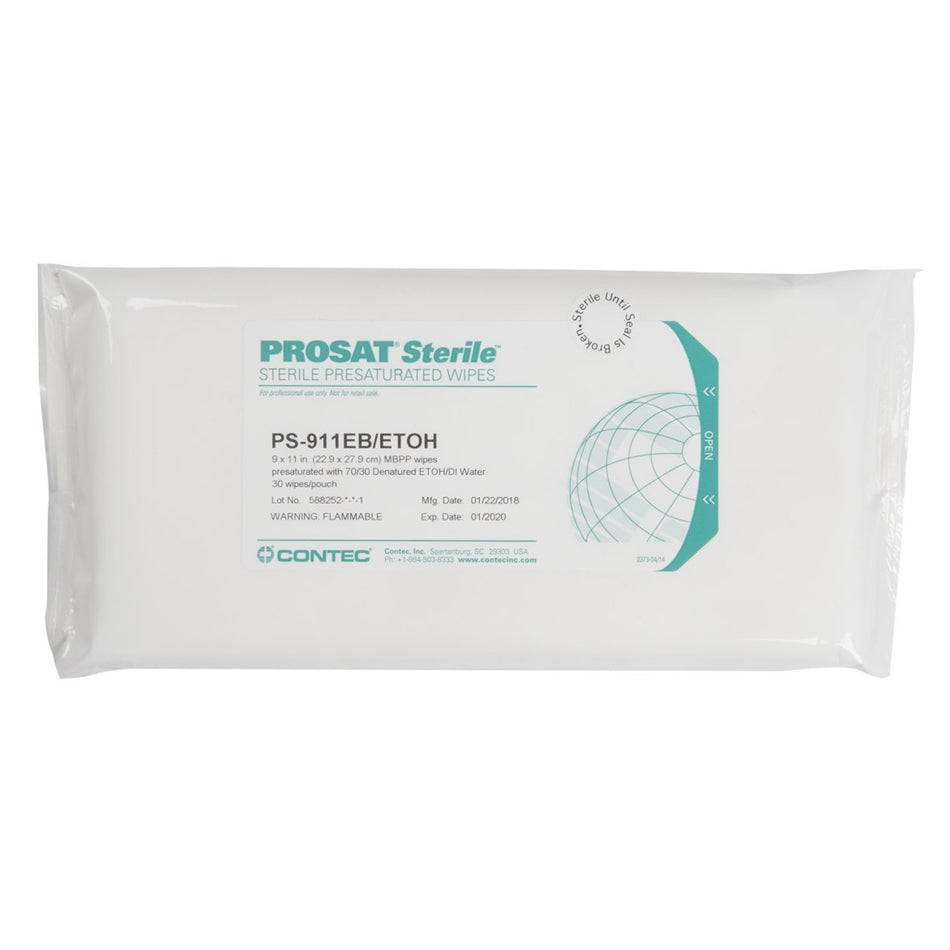 Prosat Sterile Presaturated Wipes, 9 x 11 Inch-PROSAT Sterile Surface Disinfectant Cleaner Premoistened Cleanroom Manual Pull Wipe 30 Count Soft Pack Alcohol Scent Sterile