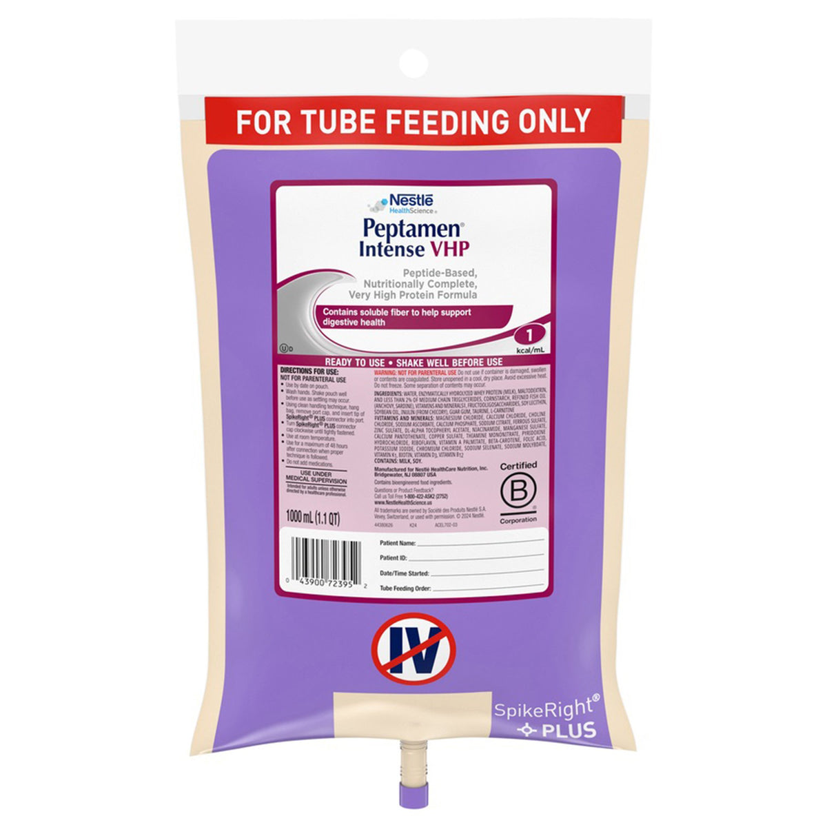 Peptamen® Intense VHP Tube Feeding Peptide-Based Formula, 33.8 oz. UltraPak® Bag - Nutritionals and Feeding Supplies>Nutri...
