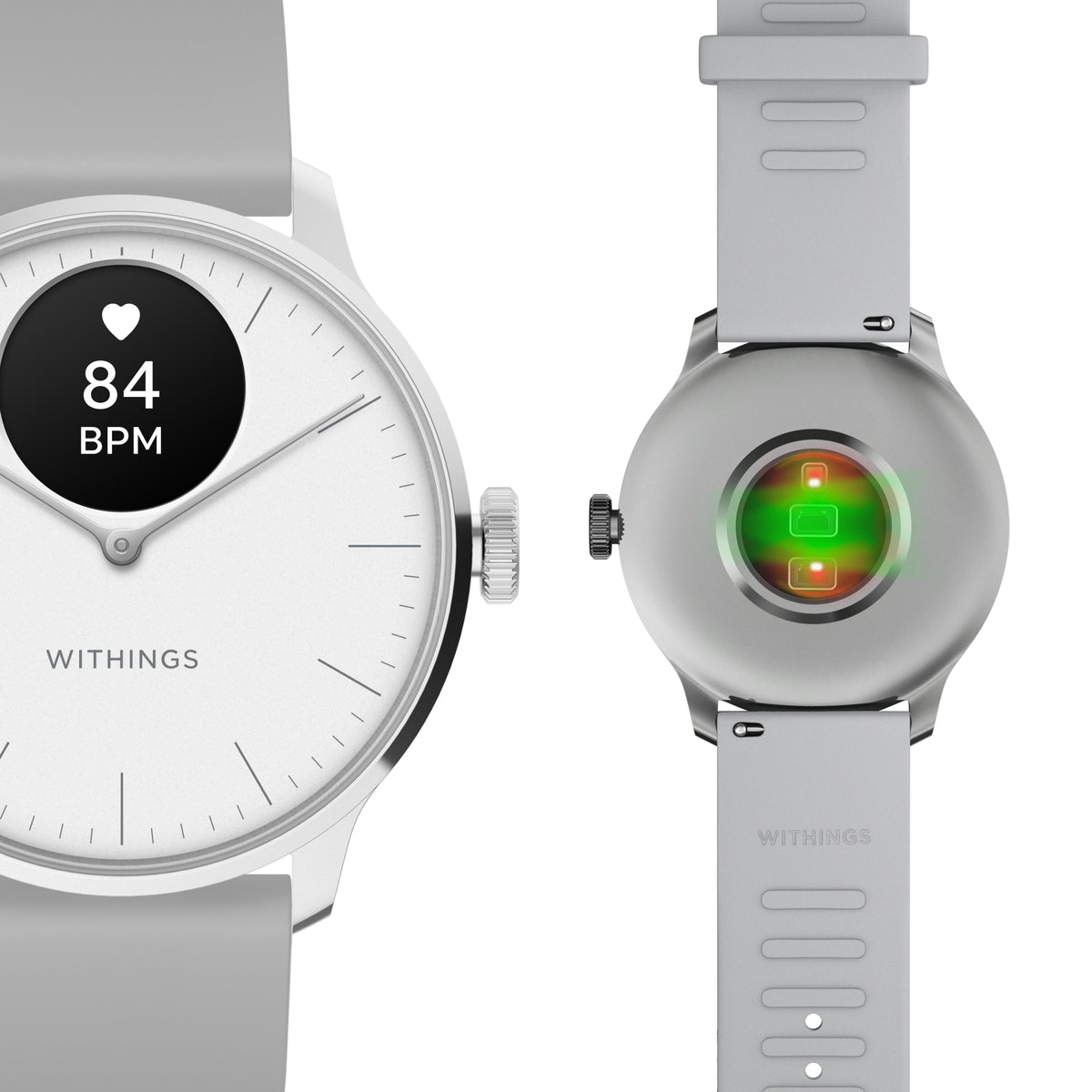 Withings ScanWatch Light Smart Watch, 37mm, White-Smartwatch ScanWatch Light 37mm Withings 24 Hours Grayscale OLED Display