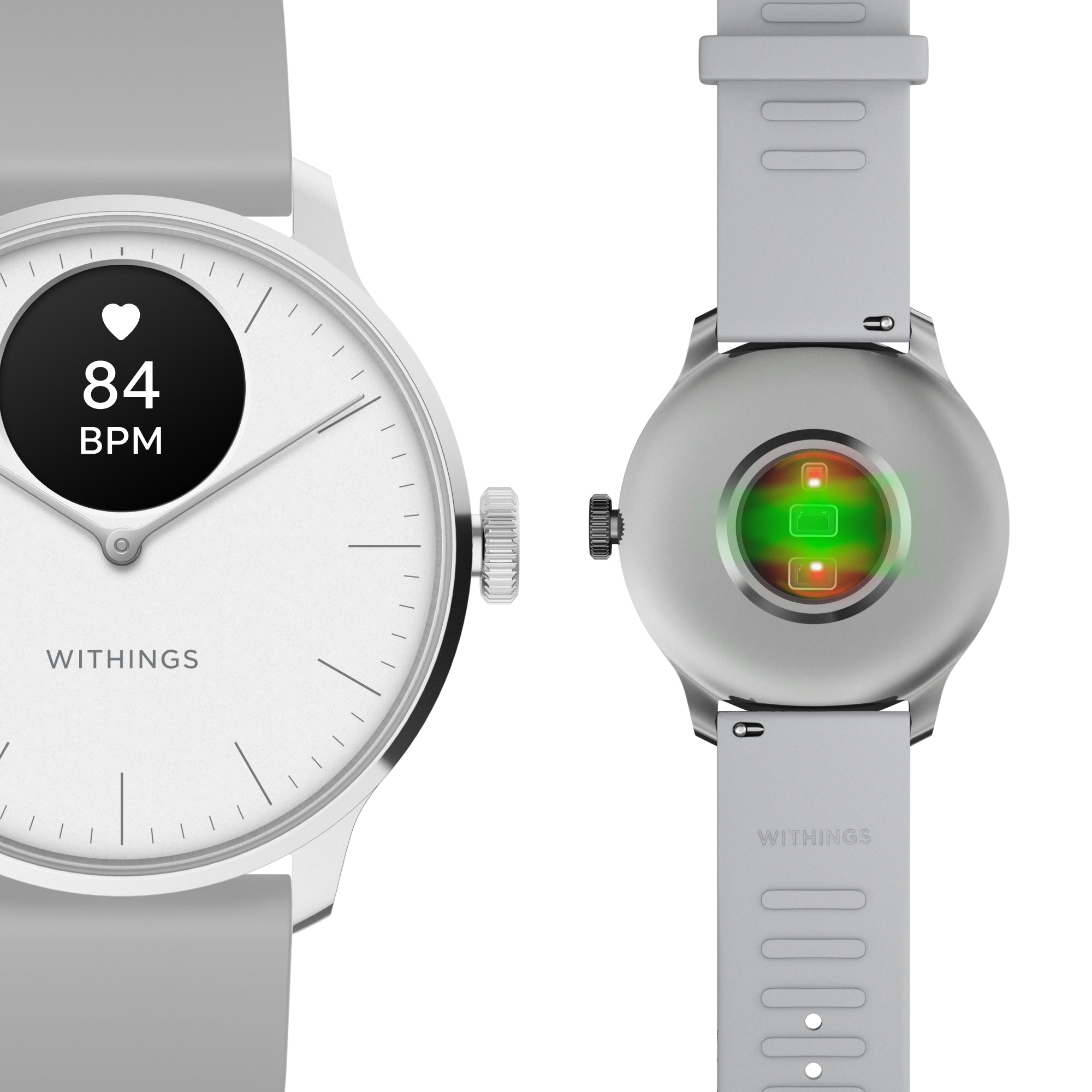 Withings ScanWatch Light Smart Watch, 37mm, White-Smartwatch ScanWatch Light 37mm Withings 24 Hours Grayscale OLED Display