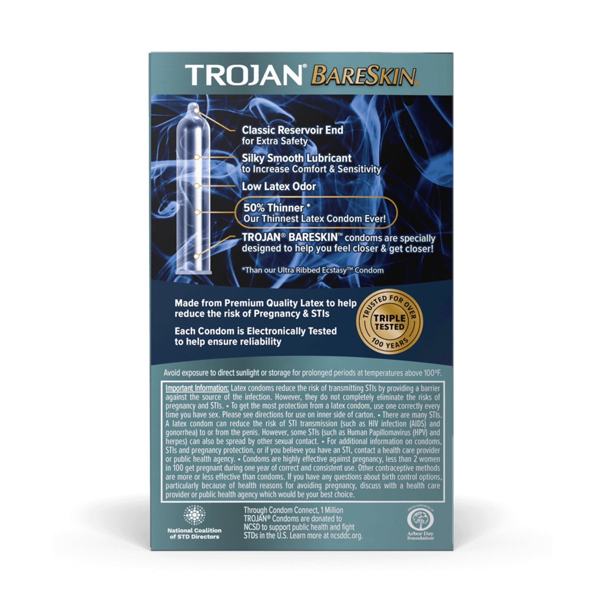 Trojan BareSkin Lubricated Latex Condom-Condom Trojan Bareskin Lubricated 10 per Box