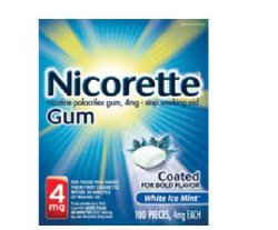 Nicorette Stop Smoking Aid Gum 4 mg White Ice Mint-Stop Smoking Aid Nicorette 4 mg Strength Gum