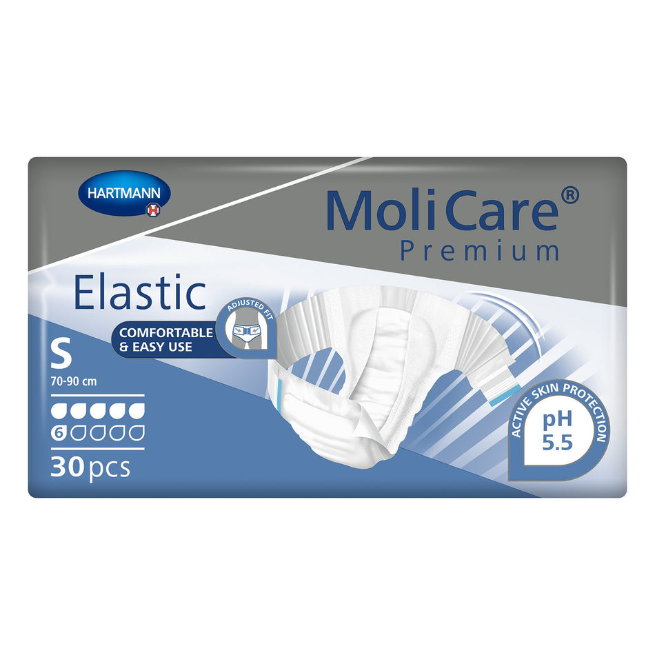 MoliCare Premium Elastic 6 Drop Absorbency Incontinence Briefs, Small-Unisex Adult Incontinence Brief MoliCare Premium Elastic 6D Small Disposable Moderate Absorbency