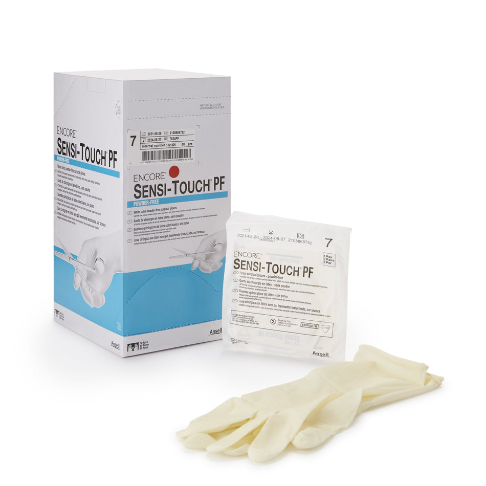 Encore� Sensi-Touch� PF Latex Surgical Glove, Size 7, Natural-Surgical Glove ENCORE� Sensi-Touch� PF Size 7 Sterile Latex Standard Cuff Length Micro-Textured Natural Chemo Tested