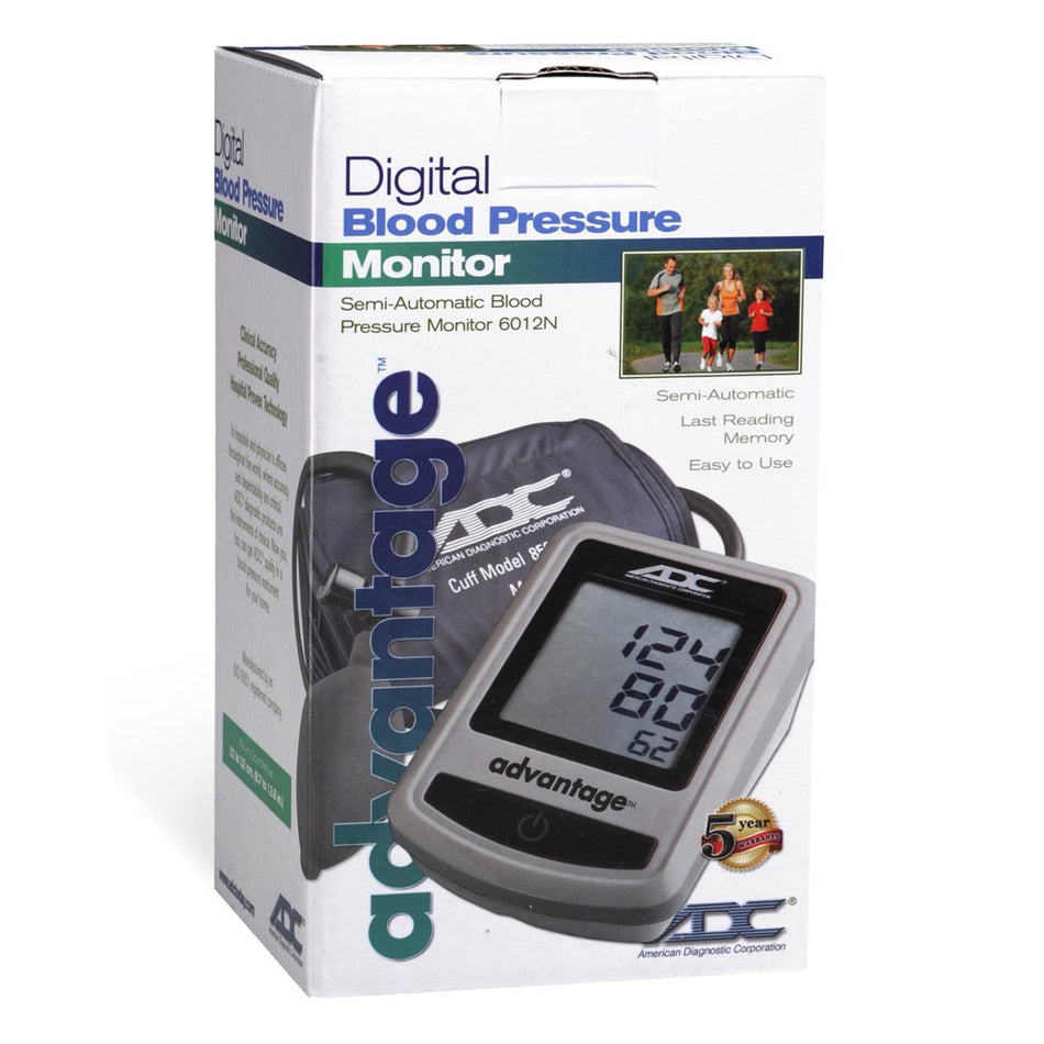 Advantage Blood Pressure Monitor-Home Semi Automatic Digital Blood Pressure Monitor Advantage 6012N Series Adult Cuff Nylon Cuff 22 - 32 cm Desk Model