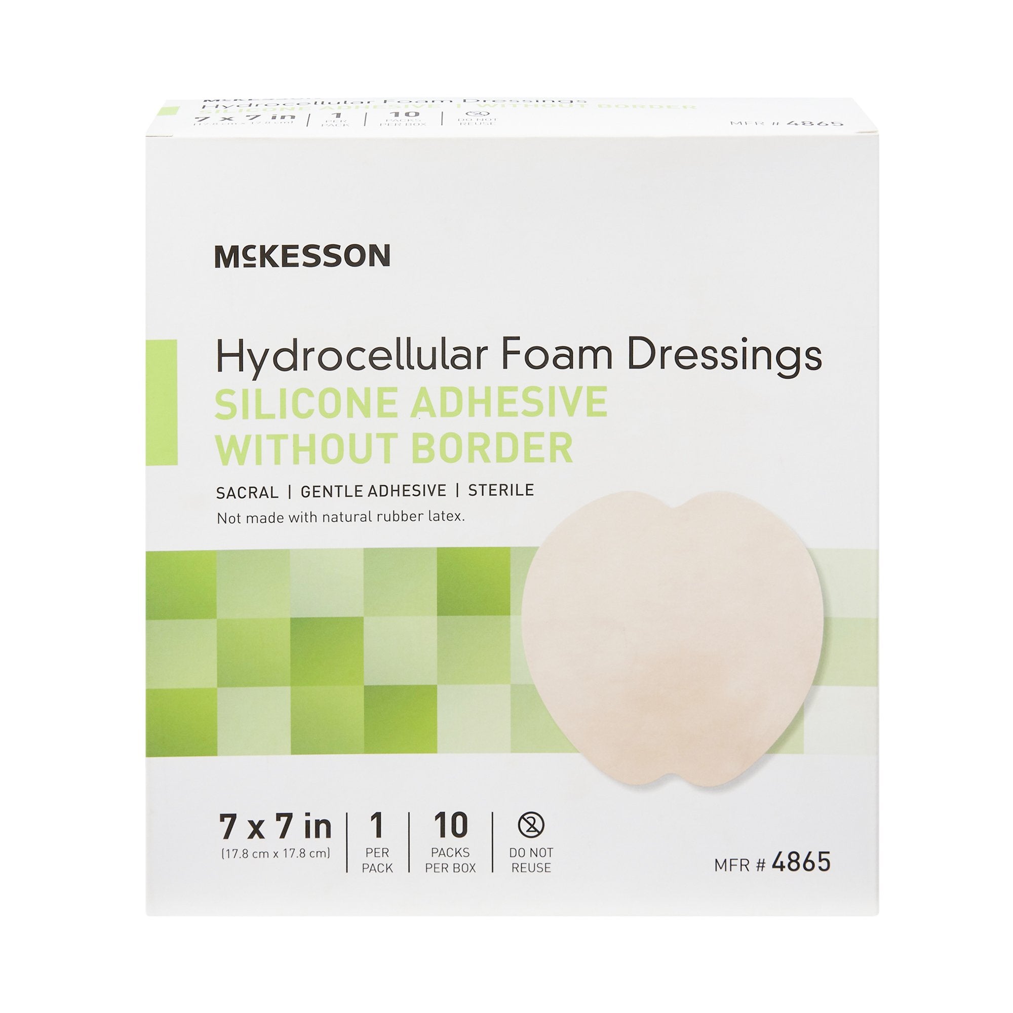 McKesson Silicone Gel Adhesive without Border Silicone Foam Dressing, 7 x 7 Inch Sacral-Foam Dressing McKesson 7 X 7 Inch Without Border Film Backing Silicone Gel Adhesive Sacral Sterile