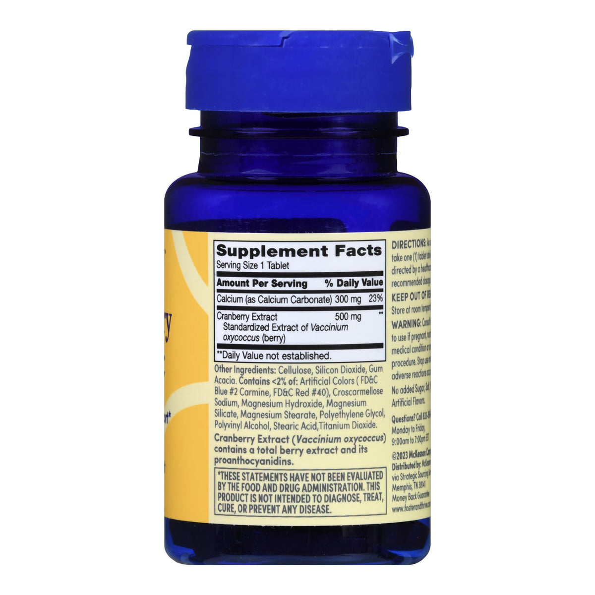 Foster & Thrive Cranberry Plus Probiotic with Vitamin C Urinary Tract Support Dietary Supplement-Dietary Supplement Foster & Thrive Cranberry 500 mg Strength Tablet 30 per Bottle