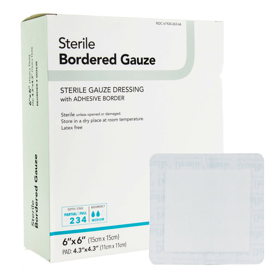 DermaRite� Bordered Gauze Island Dressing, 6 x 6 Inch-Island Dressing DermaRite� Bordered Gauze 6 X 6 Inch Square Sterile