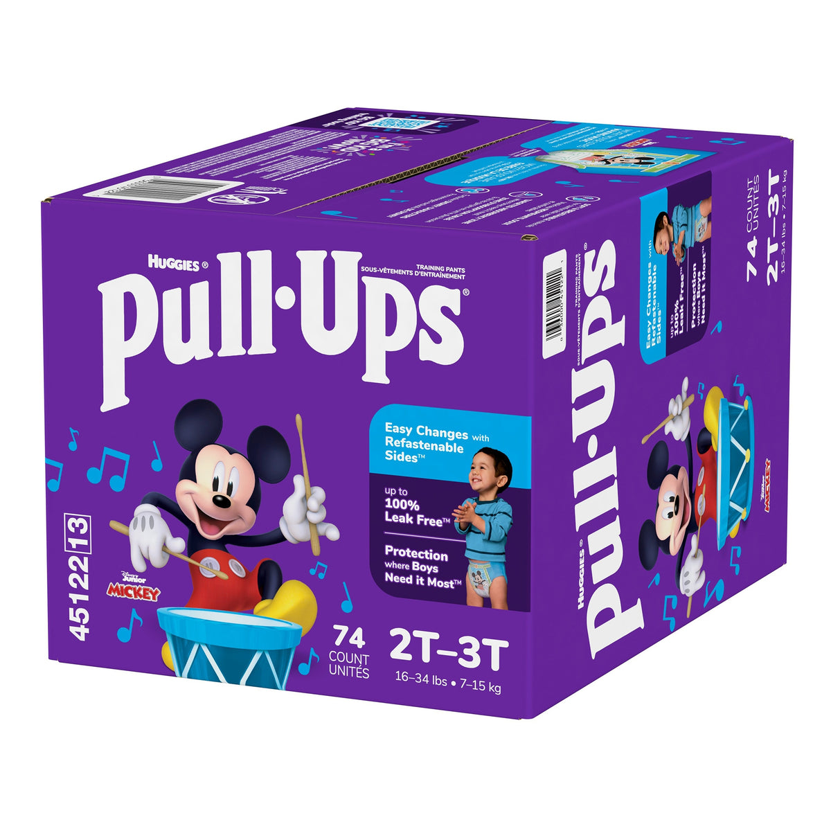 Huggies Pull-Ups Learning Designs Training Pants, 2T to 3T, 74 per Box-Male Toddler Training Pants Pull-Ups Size 2T to 3T Disposable Moderate Absorbency