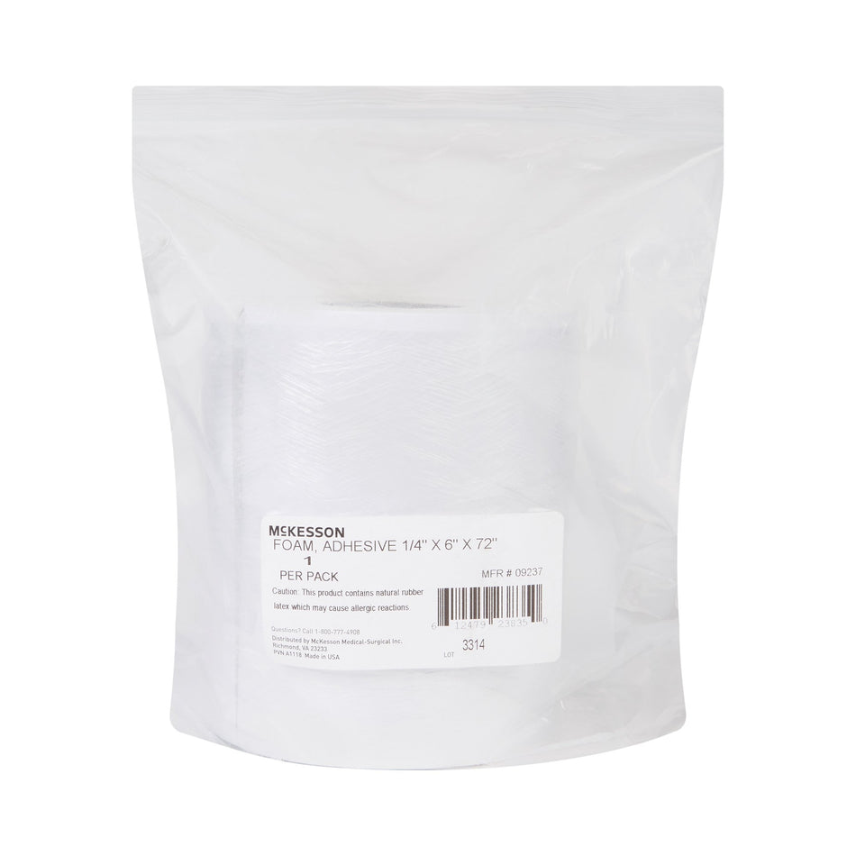 McKesson White Poly Foam Adhesive Orthopedic Roll, 6 x 72 Inch-Orthopedic Padding Roll Adhesive McKesson 6 X 72 Inch Poly Foam NonSterile