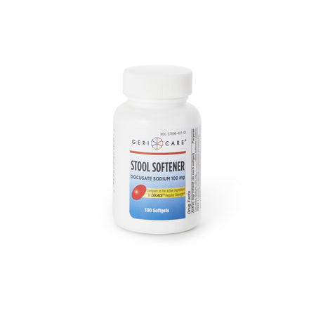 Geri-Care Docusate Sodium Stool Softener-Stool Softener Geri-Care Softgel 100 per Bottle 100 mg Strength Docusate Sodium