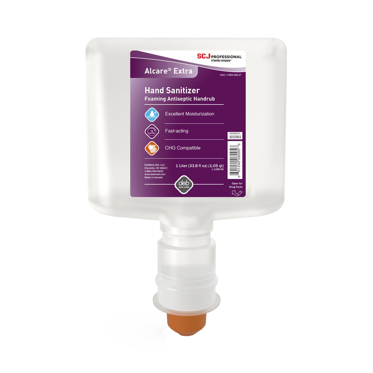 Alcare Extra Foaming Hand Sanitizer, 1000 mL Refill, Unscented-"Hand Sanitizer Alcare Extra 1,000 mL Ethyl Alcohol Foaming Dispenser Refill Bottle"